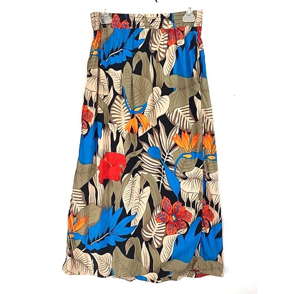 Vintage Womens Skirt Sz 14 Pleated A Line Pockets Hawaiian Beach Resort Cruise - Picture 2 of 11